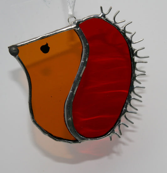 Handmade stained glass hedgehog hanging decoration