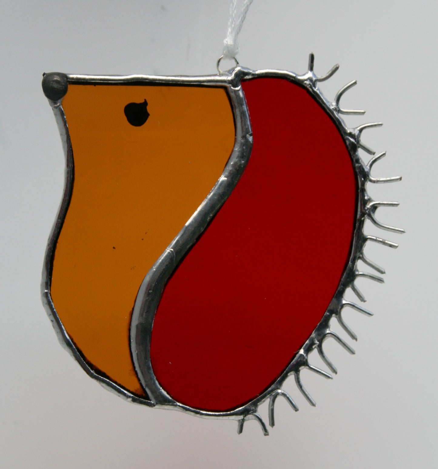 Handmade stained glass hedgehog hanging decoration