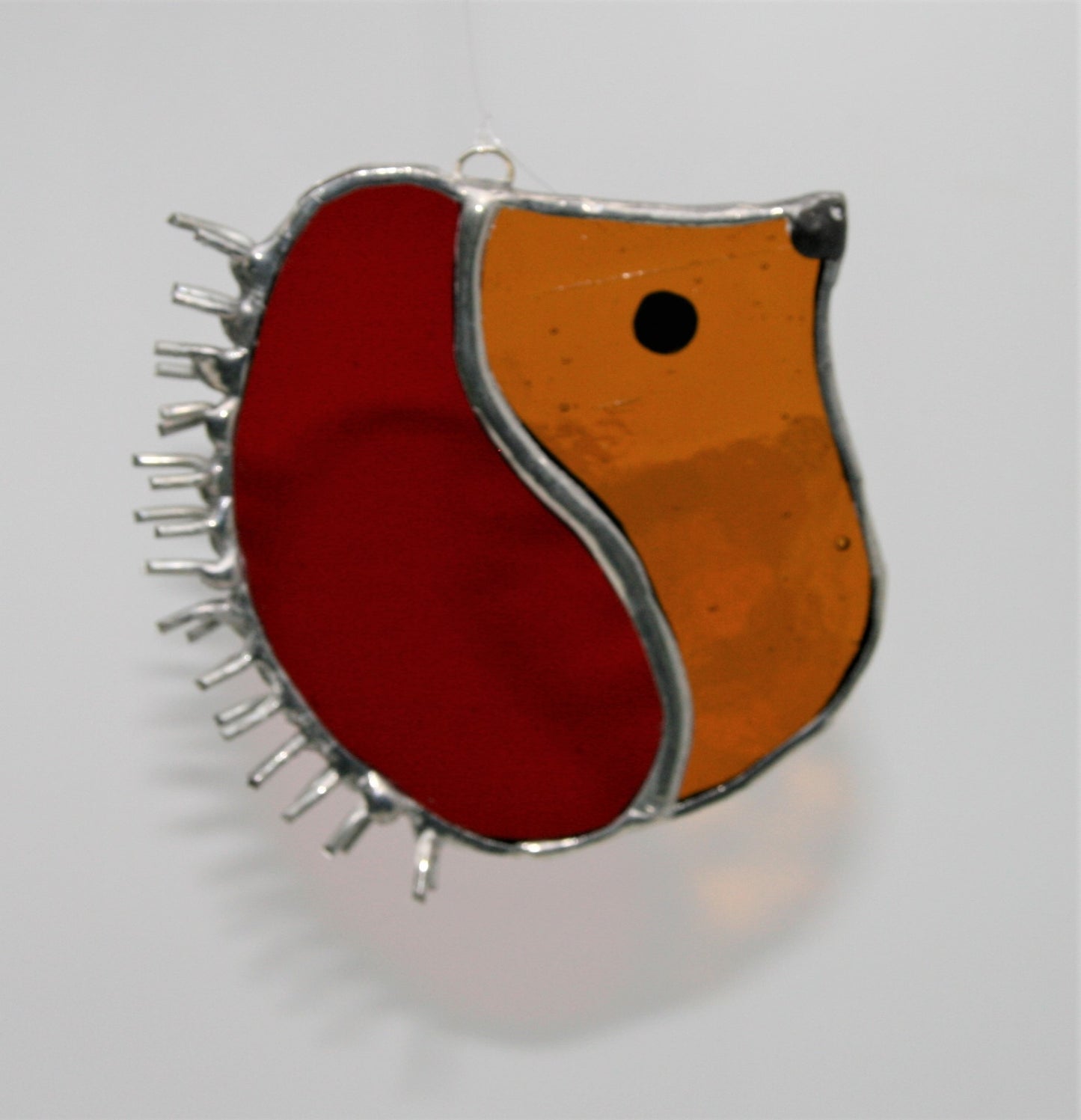 Handmade stained glass hedgehog hanging decoration