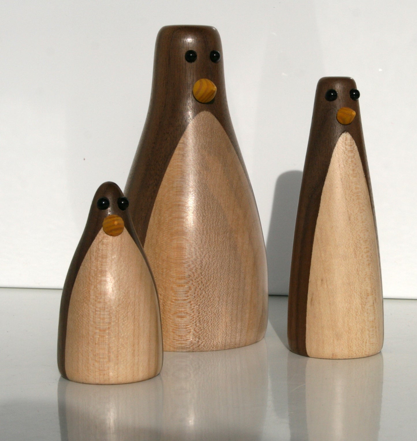 Wood turned Family of Penguins