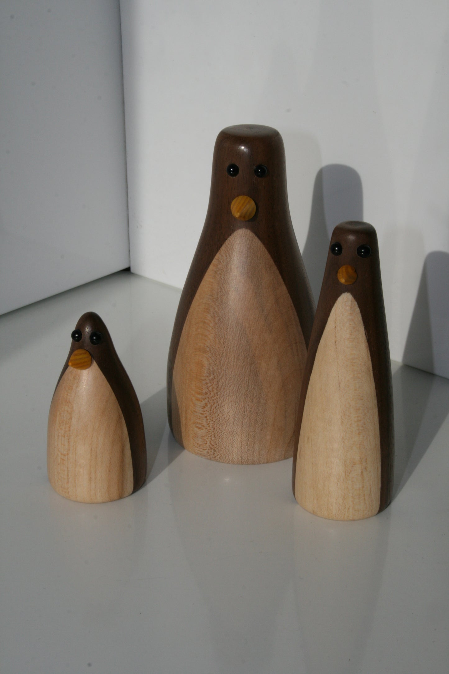 Wood turned Family of Penguins