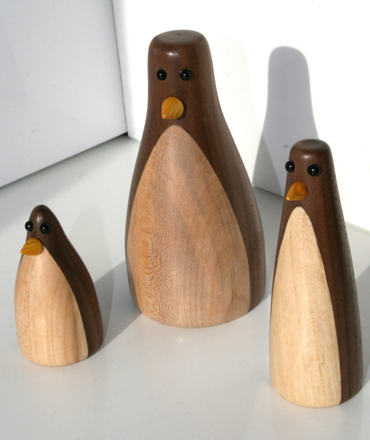 Wood turned Family of Penguins