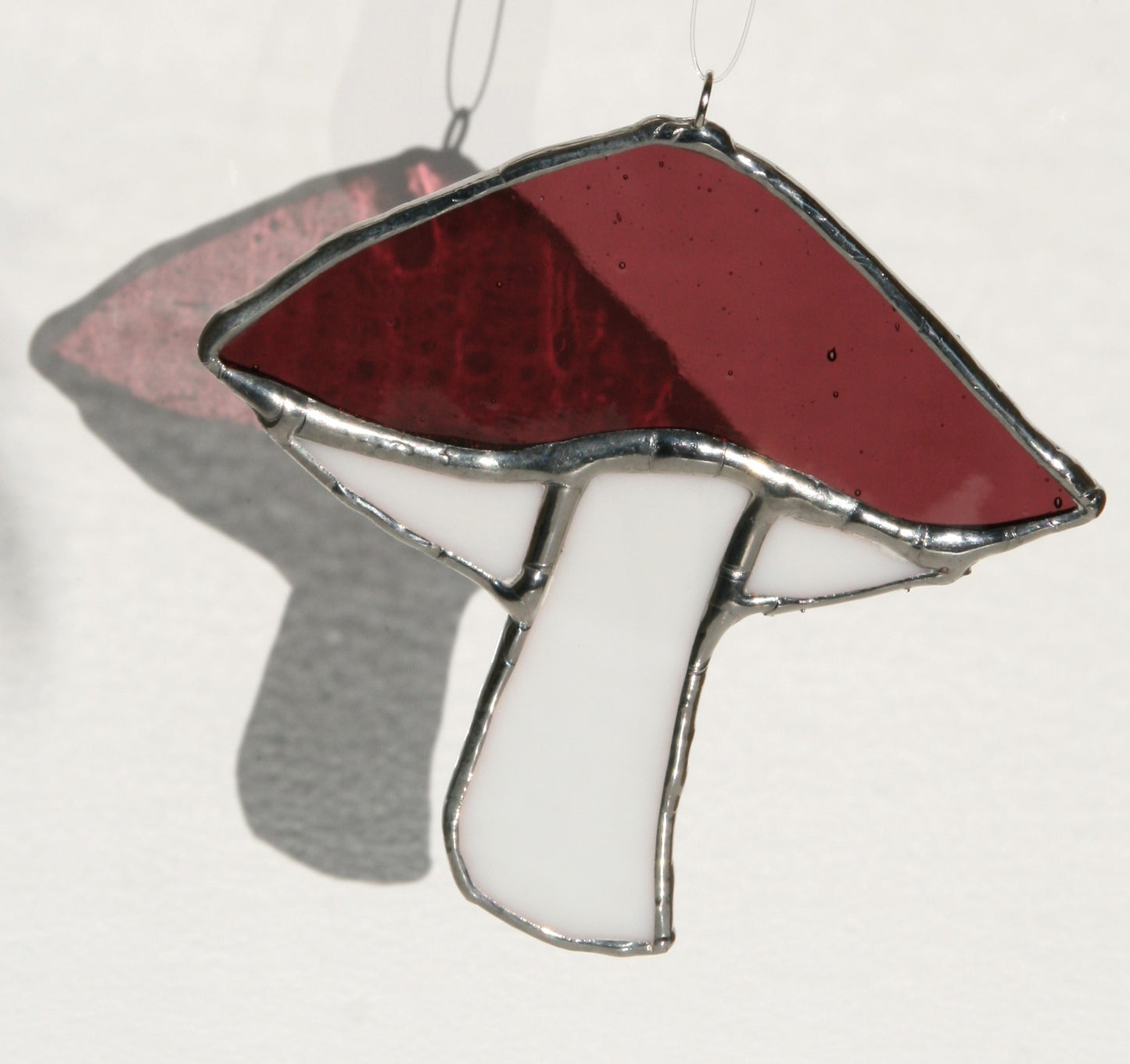 Handmade hanging stained glass mushroom