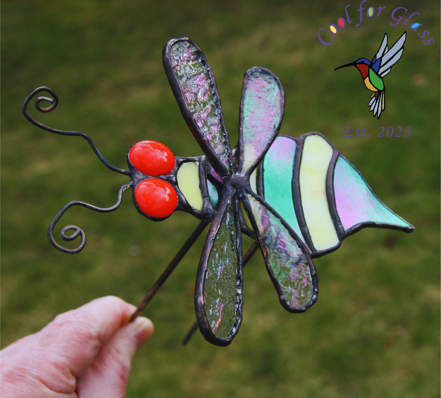 Handmade bee plant stake