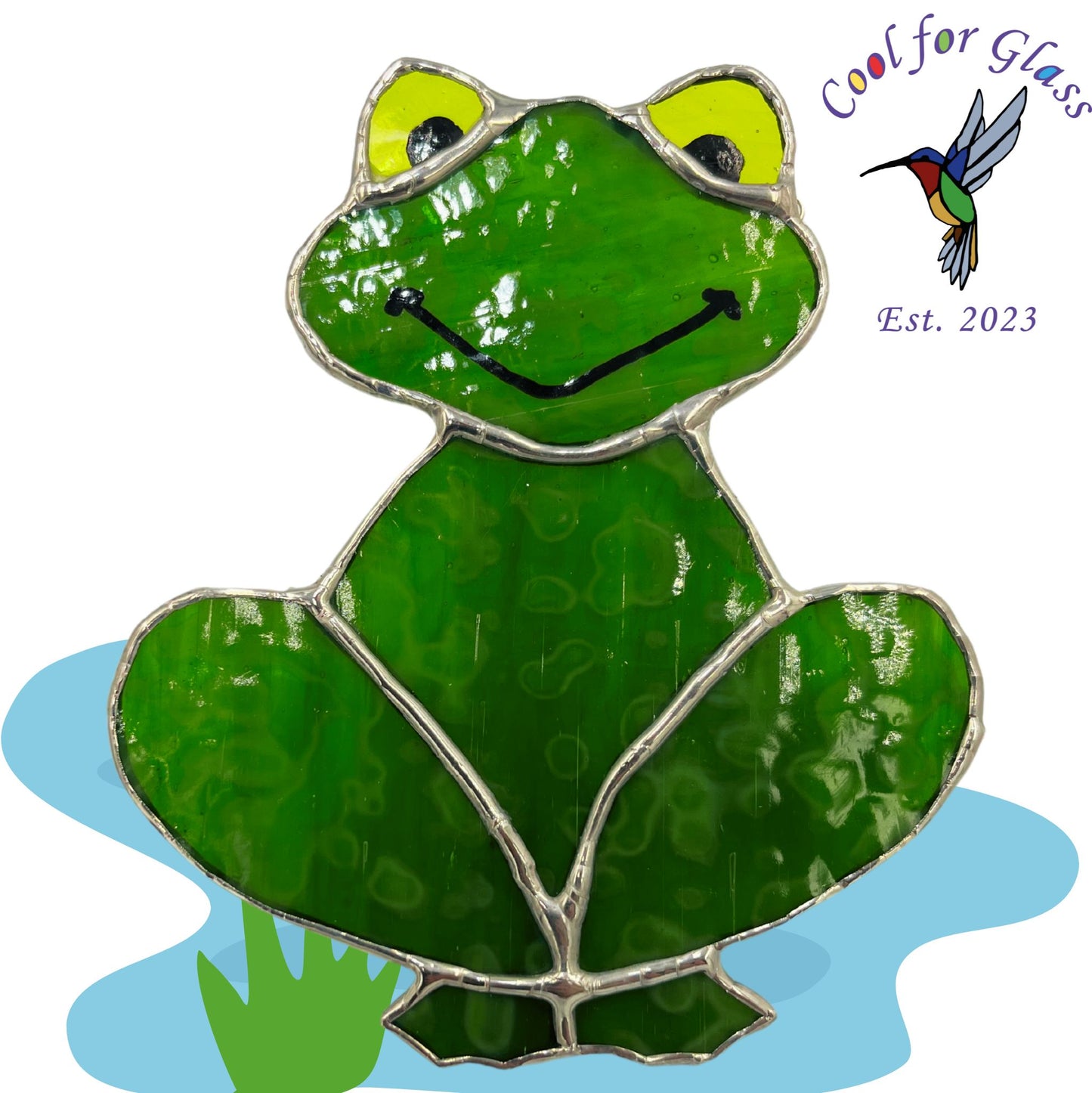 Handmade Stained glass 'hoppy' frogs