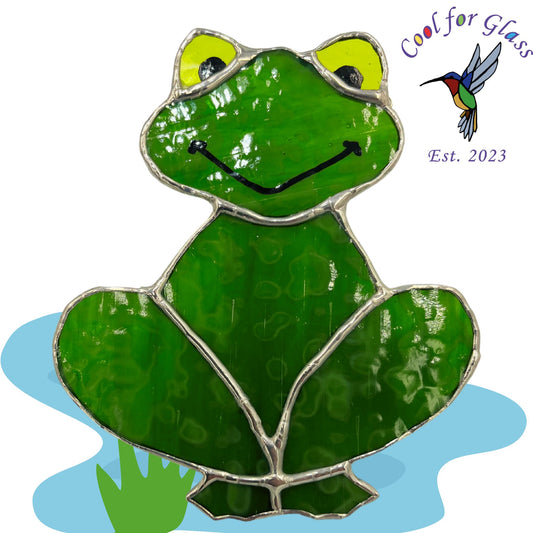 Handmade Stained glass 'hoppy' frogs