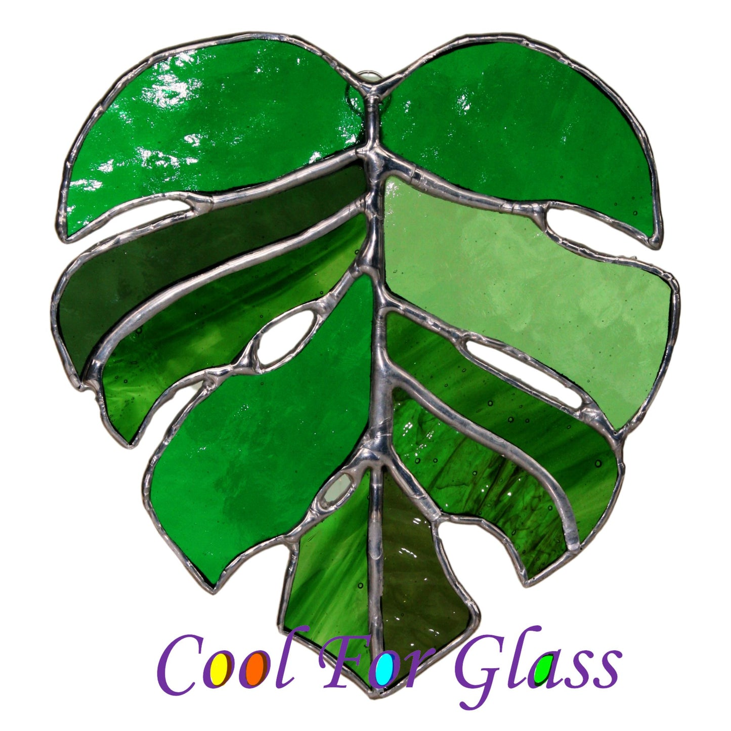 Stained glass Monstera leaf
